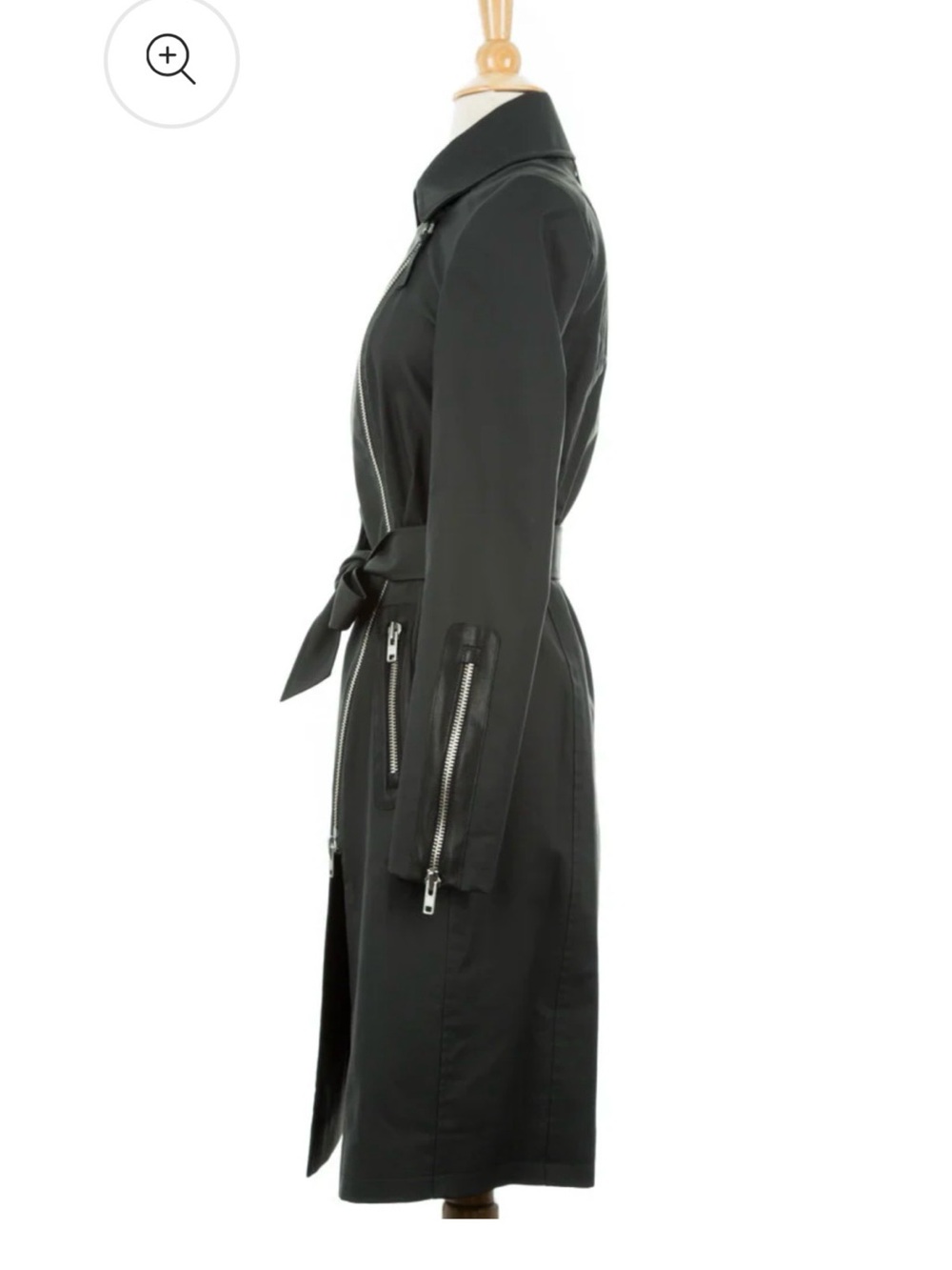 Black Mackage,Women's Asymmetrical Zip Estela, belted Trench Coat - Picture 6 of 14